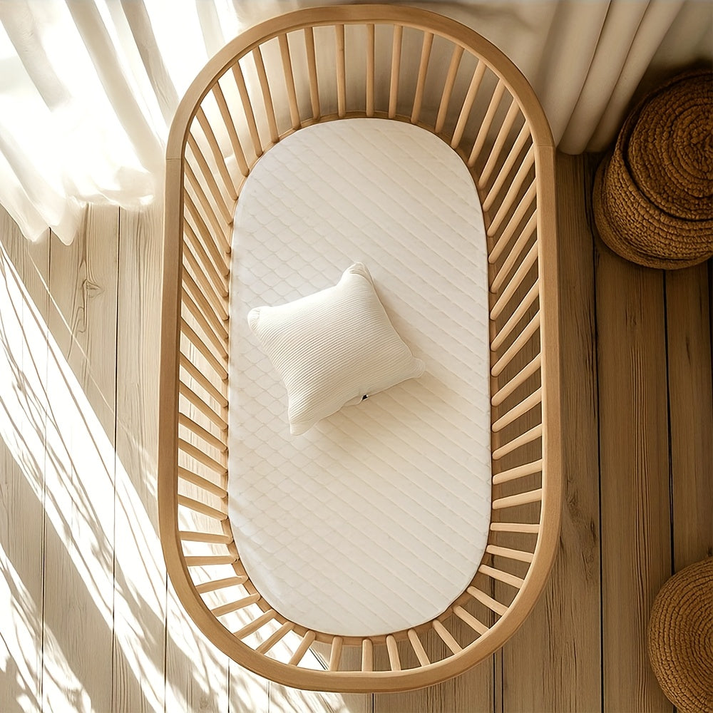 Oval-Shaped Baby Bassinet Mattress Made of Breathable, Premium Foam That Is Hypoallergenic And Non-Toxic, Featuring a Removable Waterproof Cover