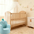 4-in-1 Convertible Crib with 3-inch Thick Mattress And Dome Mosquito Net, 3-Position Adjustable Mattress Height, Mobile Casters Design, Spacious Crib Storage Space for Storing Essentials, Convertible Rocking Crib, Weight Limit: Under 15kg\u002F33.1 Lbs