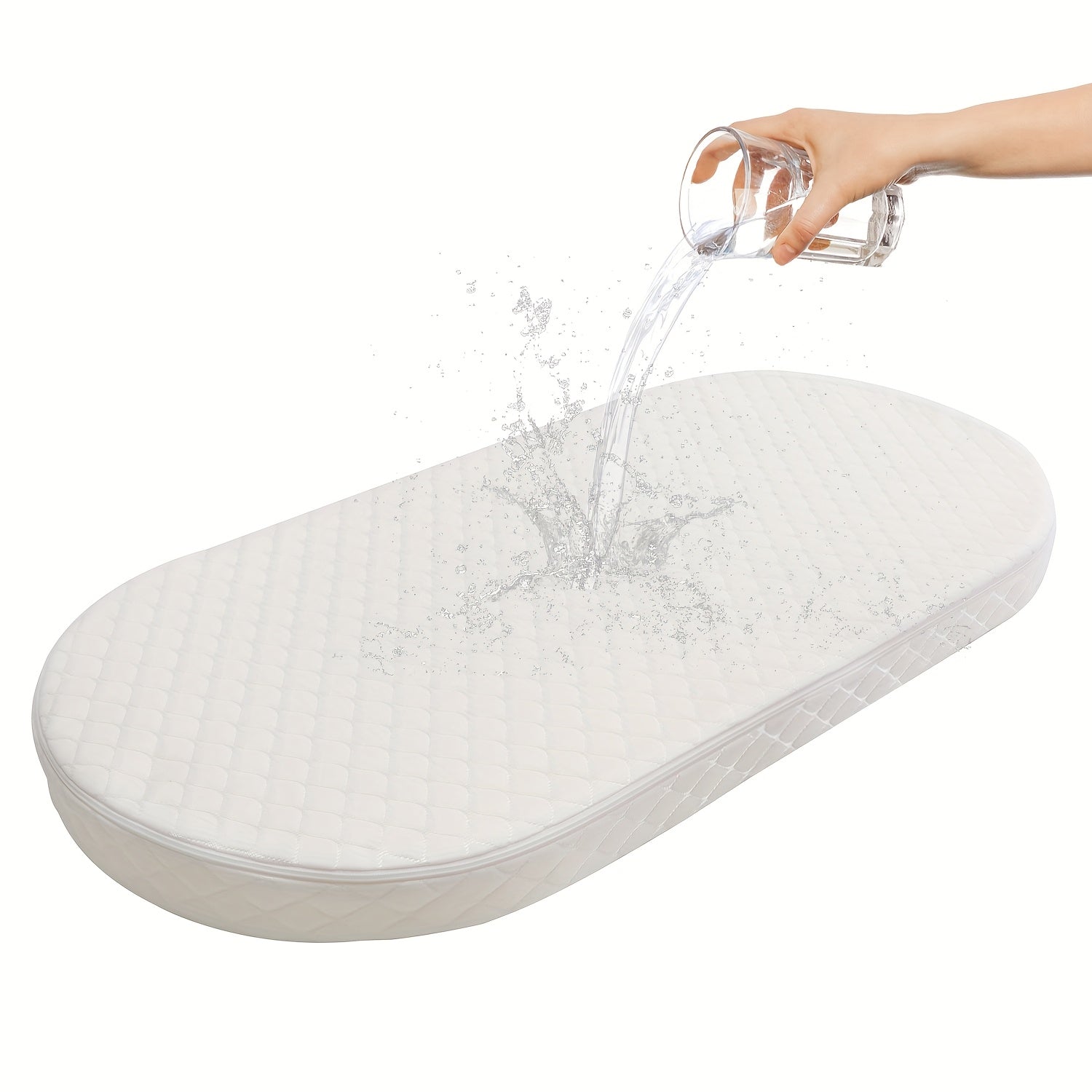 Oval-Shaped Baby Bassinet Mattress Made of Breathable, Premium Foam That Is Hypoallergenic And Non-Toxic, Featuring a Removable Waterproof Cover