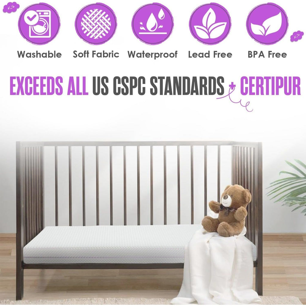 Sleepah 6” Crib & Toddler Bed Mattress – Breathable Waterproof Washable Removable Soft Cover – Dual Sided Firm for Babies and Plush for Toddlers