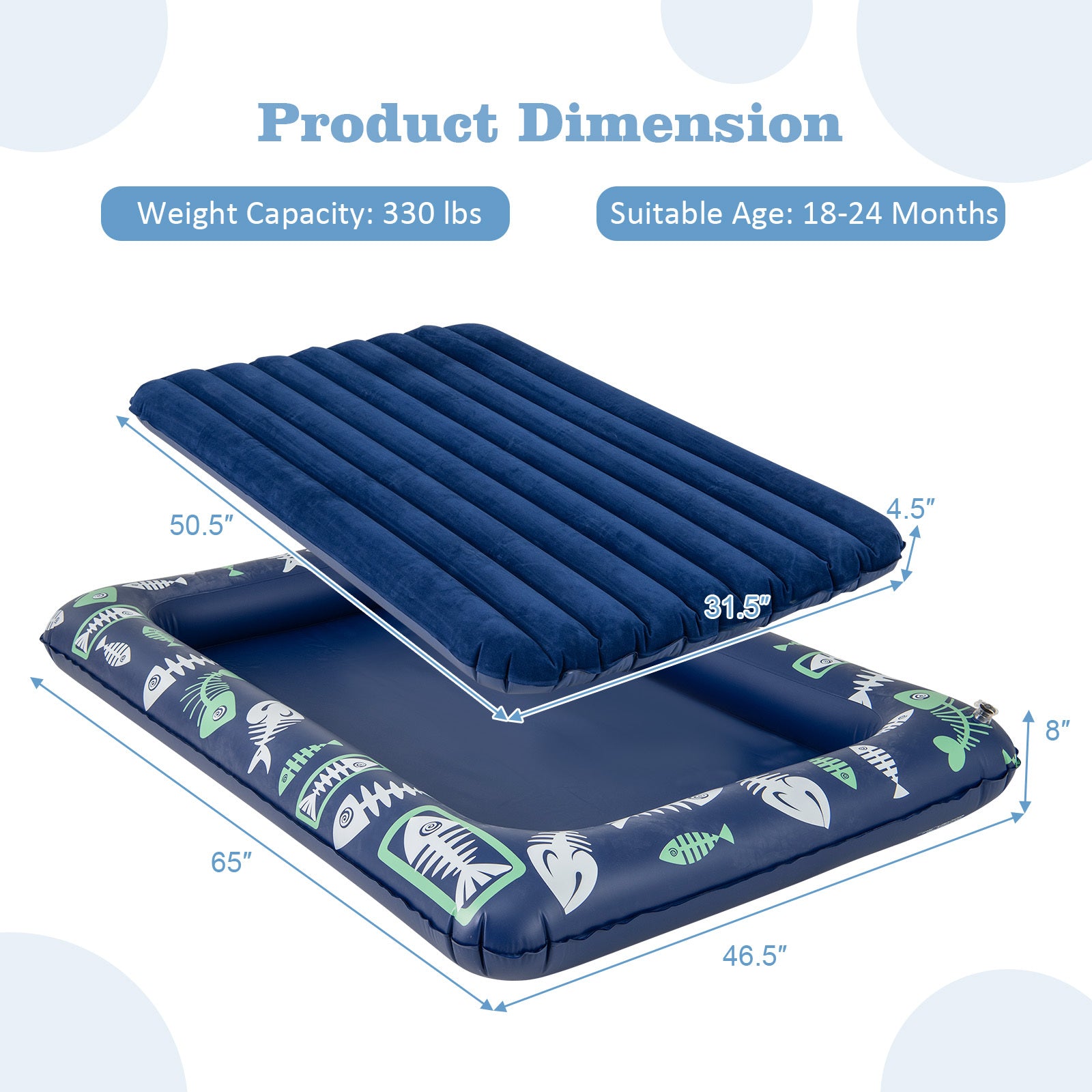 Inflatable Toddler Travel Bed, Portable Kids Air Mattress Set W\u002F Electric Pump, Blow Up Bed W\u002F Raised Bed Rails And Double-Sided Mattress for Kids Room, Bedroom, Road Trip