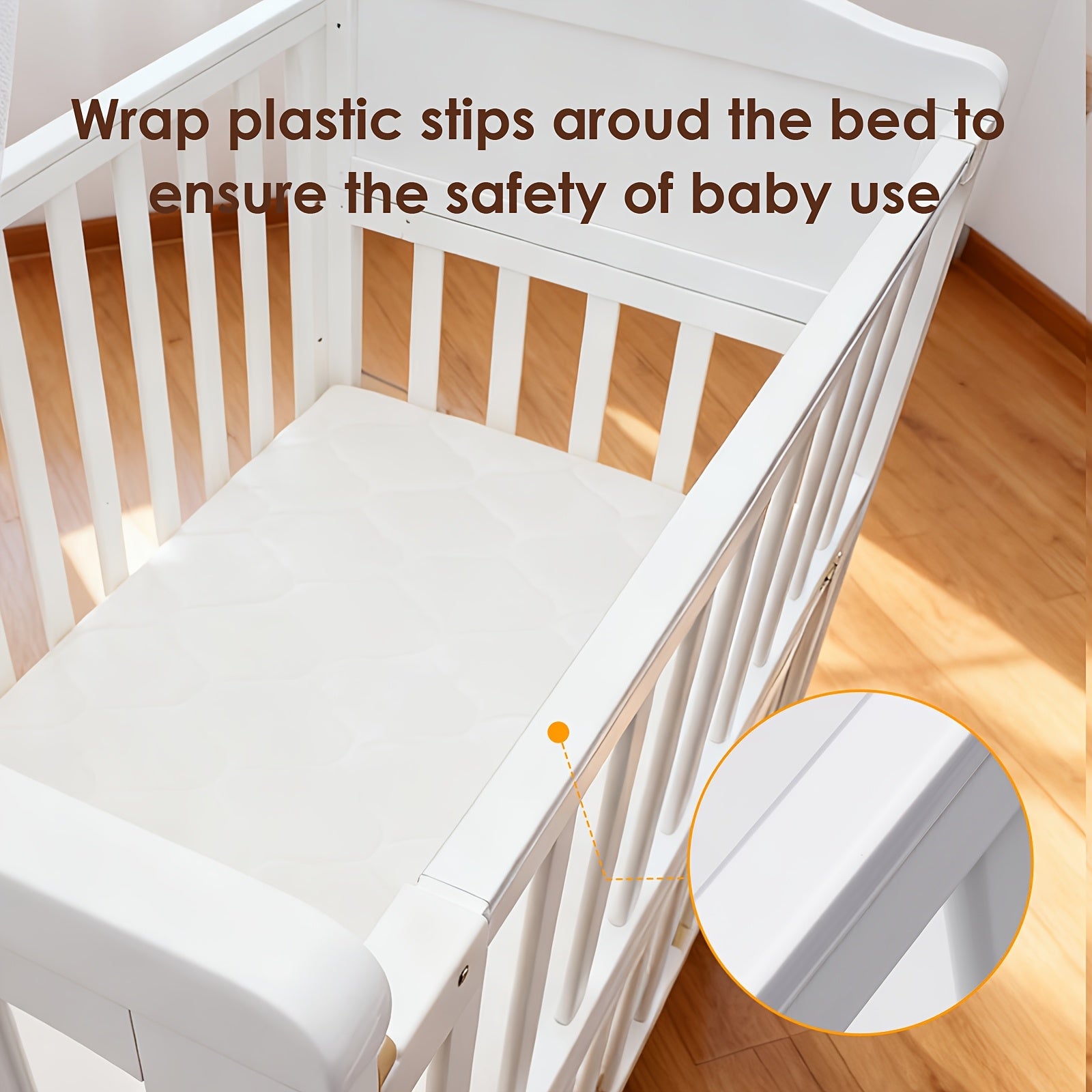 4-in-1 Convertible Crib with 3-inch Thick Mattress And Dome Mosquito Net, 3-Position Adjustable Mattress Height, Mobile Casters Design, Spacious Crib Storage Space for Storing Essentials, Convertible Rocking Crib, Weight Limit: Under 15kg\u002F33.1 Lbs