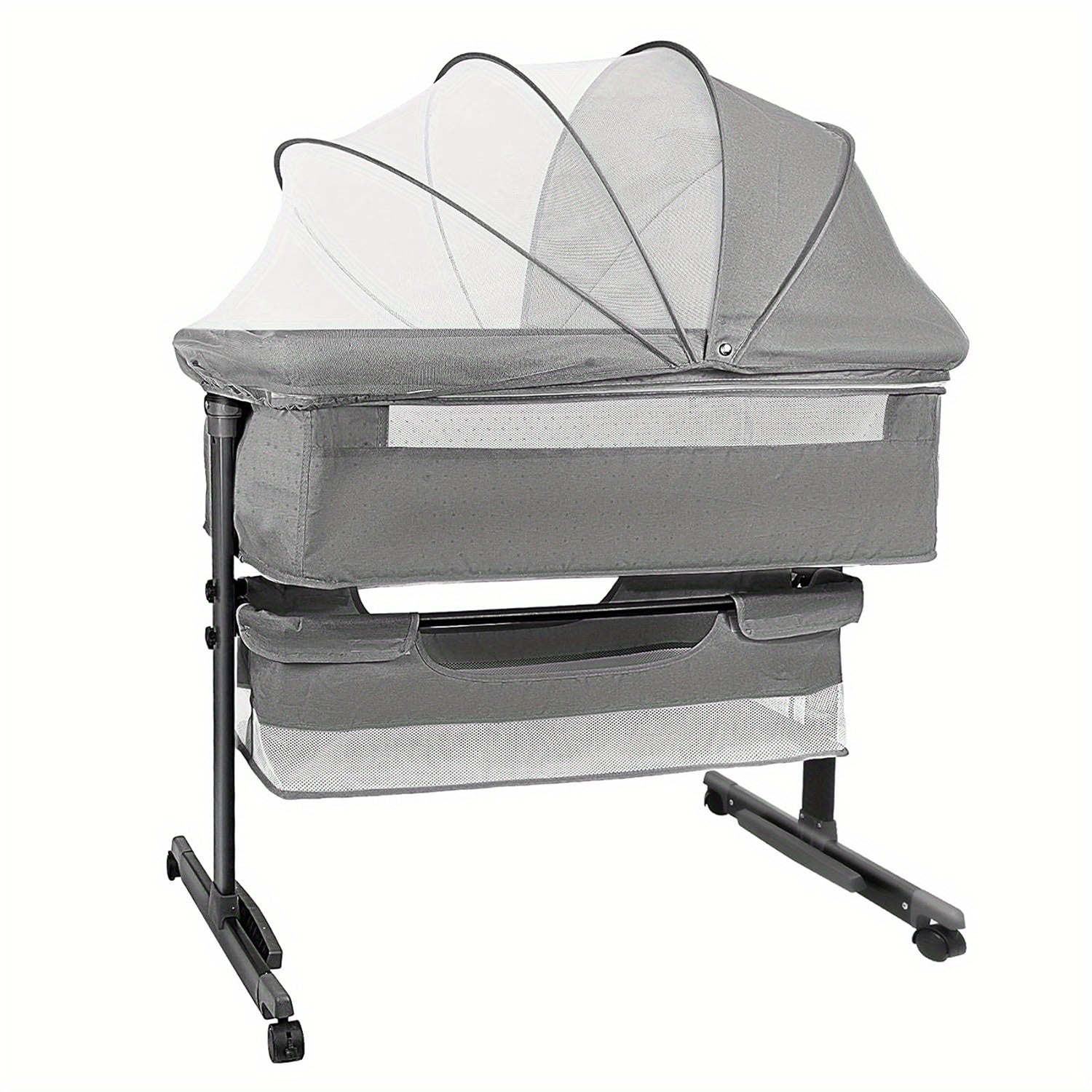 Baby Basinet, Bedside Bassinet for Baby, Height Adjustable Bassinet Bedside Sleeper with Lockable Wheels & Mosquito Nets, Large Storage Bag & Comfortable Mattresses Included. Product Weight 16 Lbs, Applicable Infant Weight Limit 33 Lbs