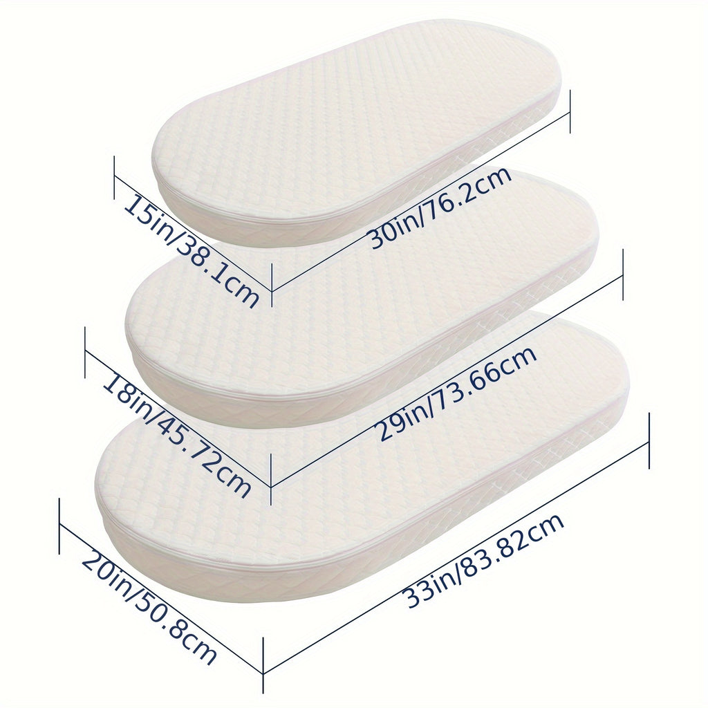 Oval-Shaped Baby Bassinet Mattress Made of Breathable, Premium Foam That Is Hypoallergenic And Non-Toxic, Featuring a Removable Waterproof Cover