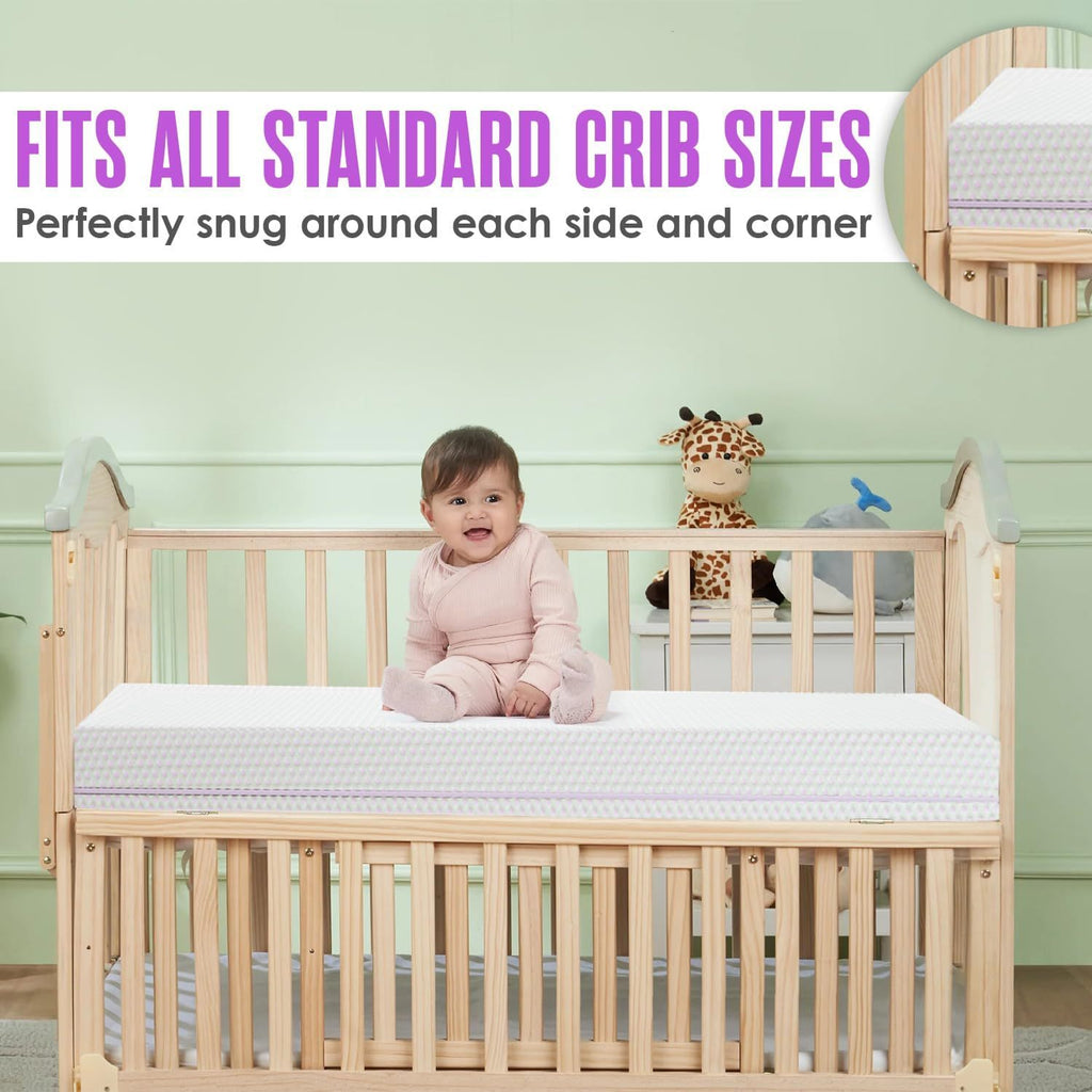 Sleepah 6” Crib & Toddler Bed Mattress – Breathable Waterproof Washable Removable Soft Cover – Dual Sided Firm for Babies and Plush for Toddlers