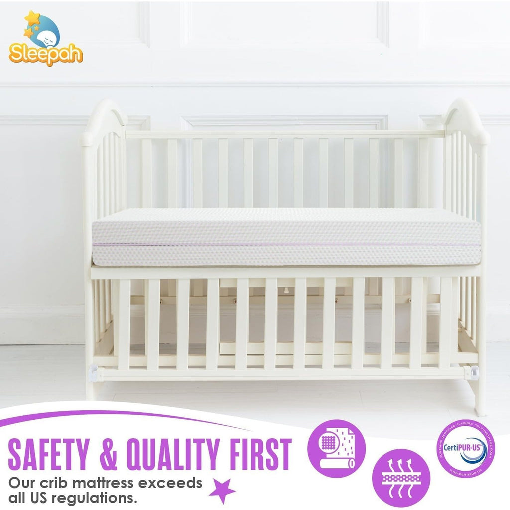 Sleepah 6” Crib & Toddler Bed Mattress – Breathable Waterproof Washable Removable Soft Cover – Dual Sided Firm for Babies and Plush for Toddlers