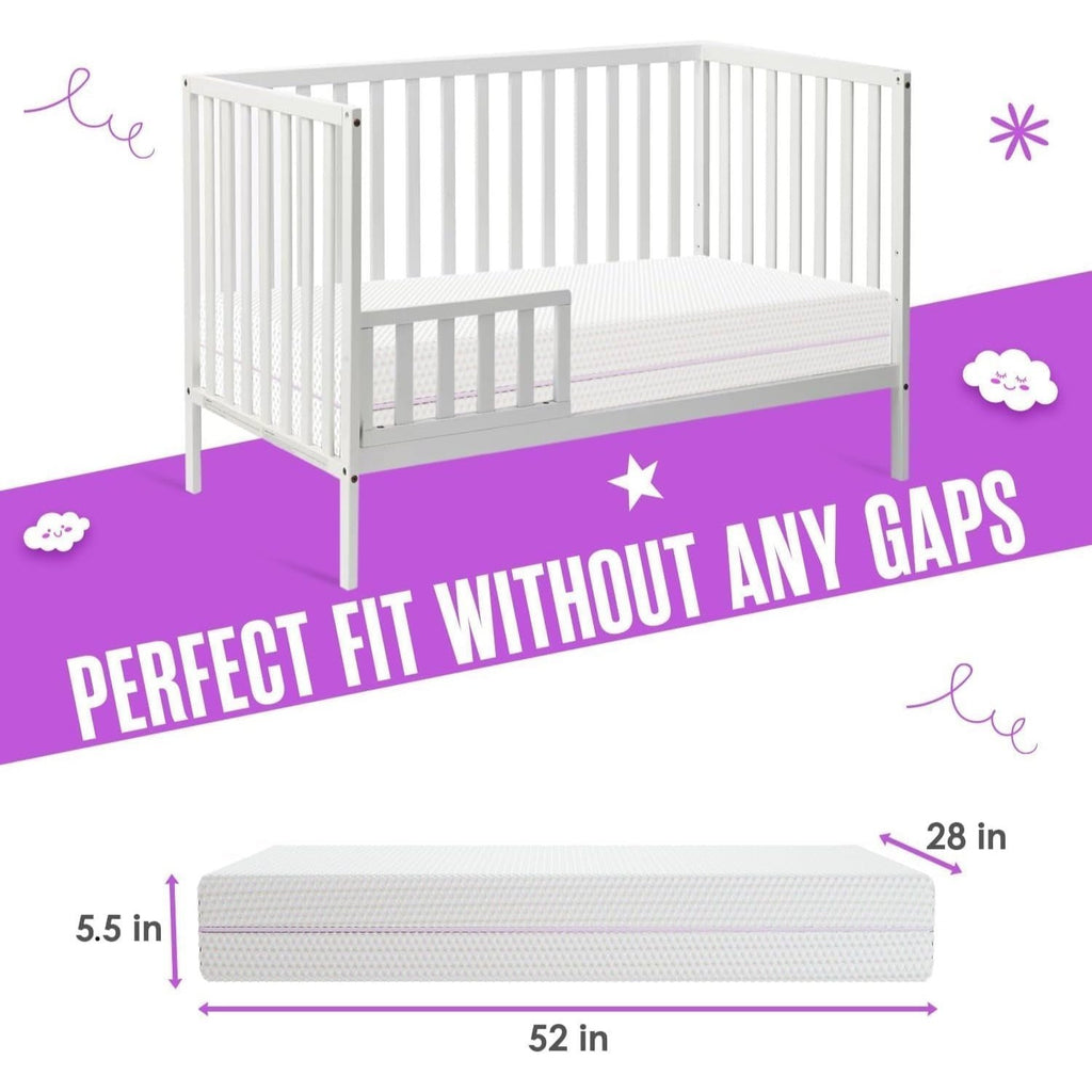 Sleepah 6” Crib & Toddler Bed Mattress – Breathable Waterproof Washable Removable Soft Cover – Dual Sided Firm for Babies and Plush for Toddlers